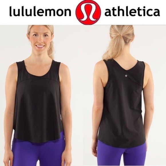 Lululemon Run: Split Singlet High Low Yoga Active Tank Top in Black 6 Yoga Gym - Picture 4 of 9